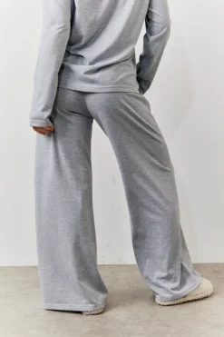 Discount In The Style Long Sleeve Top and Trouser Slogan PJ Set Grey
