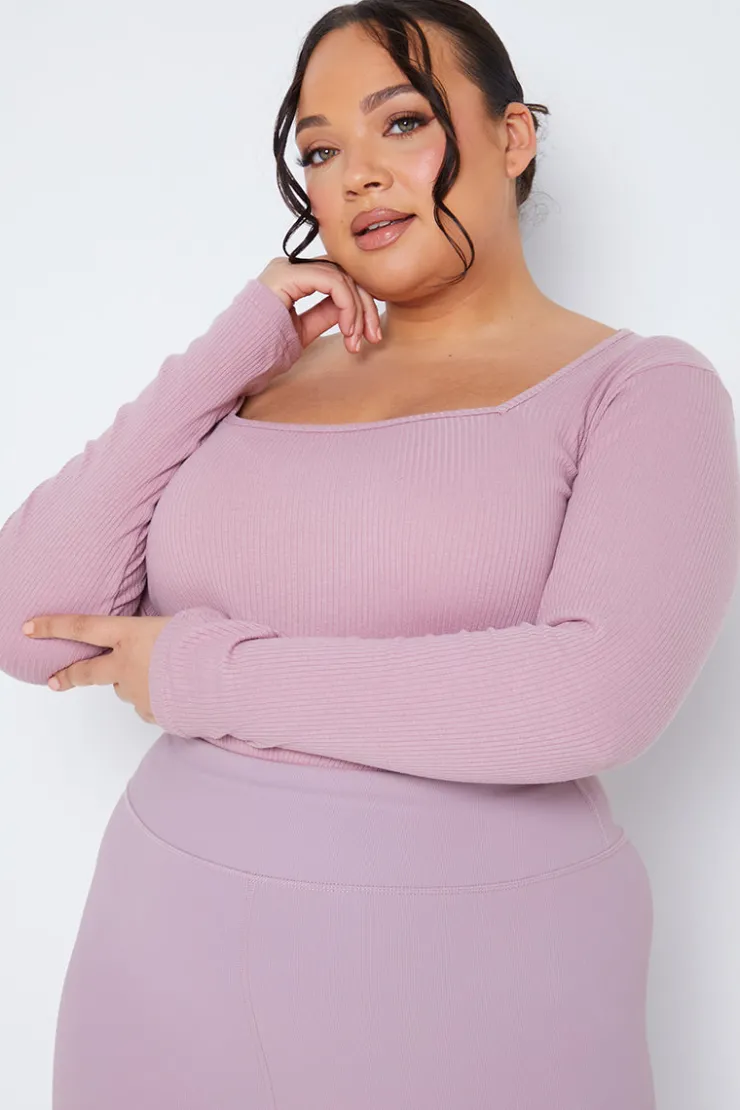 Best In The Style Long Sleeved Ribbed Square Neck Bodysuit