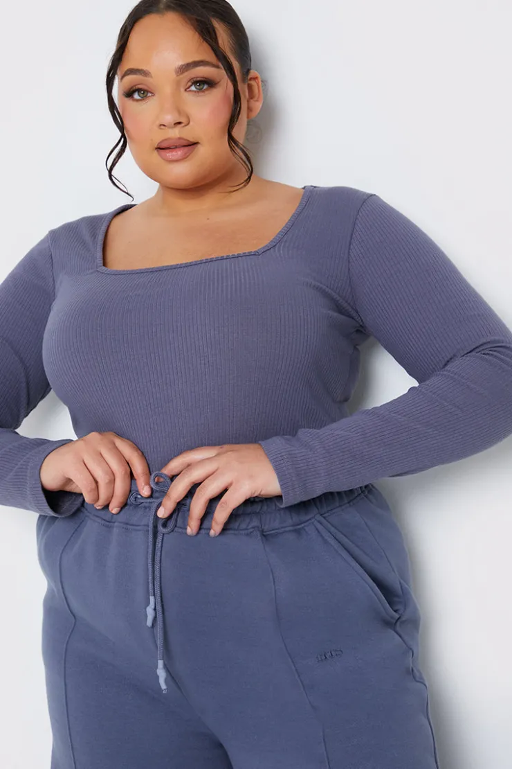 Best In The Style Long Sleeved Ribbed Square Neck Bodysuit