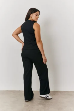 Best In The Style Longline Button Through Waistcoat Black