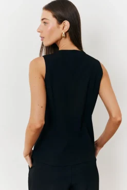Best In The Style Longline Button Through Waistcoat Black