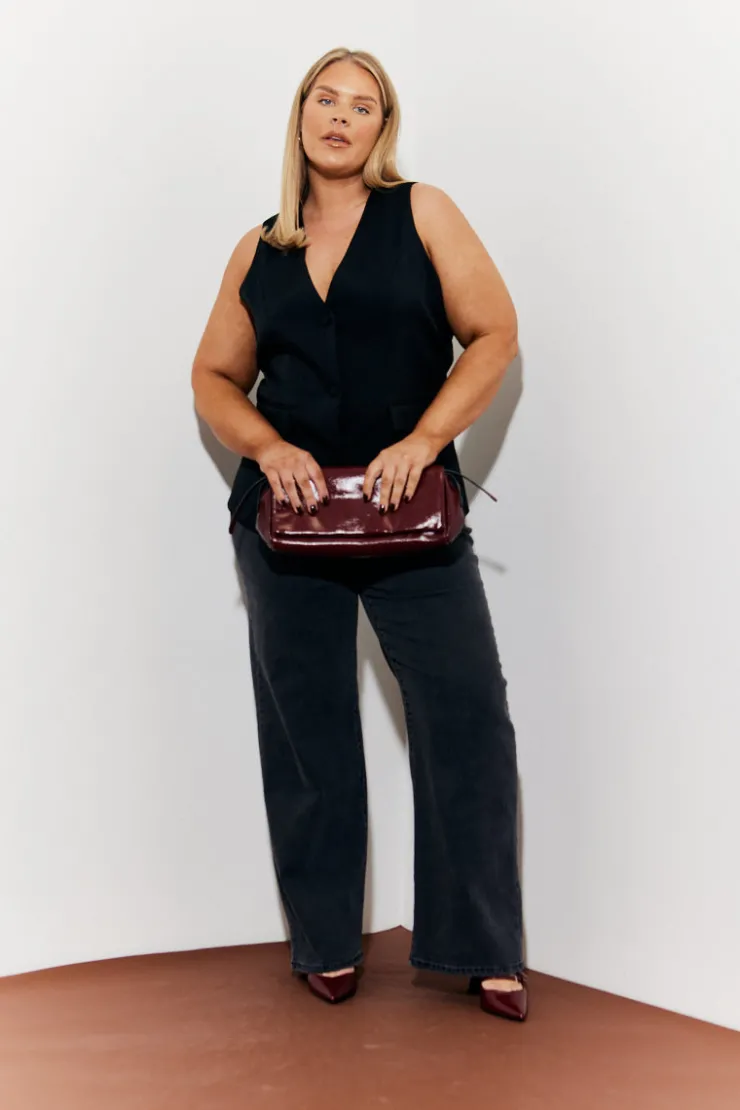 Sale In The Style Longline Pocket Detail Waistcoat Black