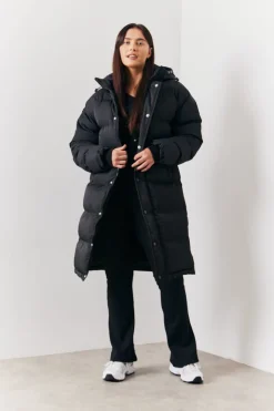Discount In the Style Longline Puffer Coat Black