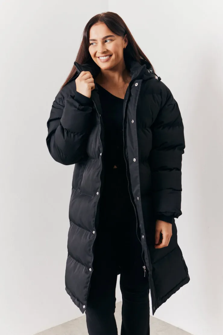 Discount In the Style Longline Puffer Coat Black