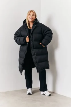 Discount In the Style Longline Puffer Coat Black