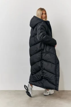 In the Style Longline Puffer Jacket Black