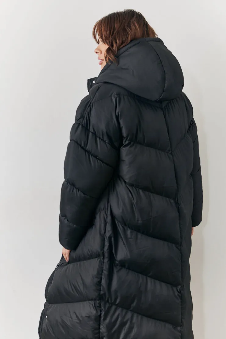 In the Style Longline Puffer Jacket Black