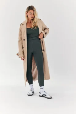 New In The Style Longline Trench Coat Stone