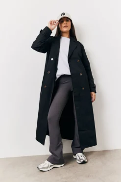 Fits Longline Trench Coat Black