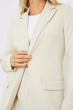 Outlet In the Style Longlined Tailored Blazer Cream