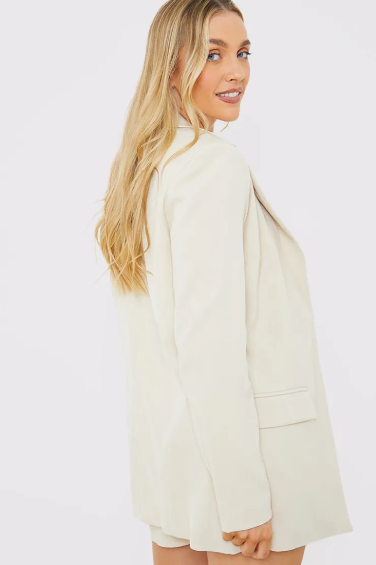 Outlet In the Style Longlined Tailored Blazer Cream