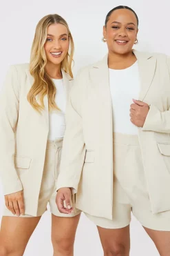 Outlet In the Style Longlined Tailored Blazer Cream