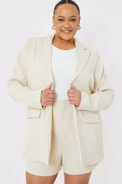 Outlet In the Style Longlined Tailored Blazer Cream