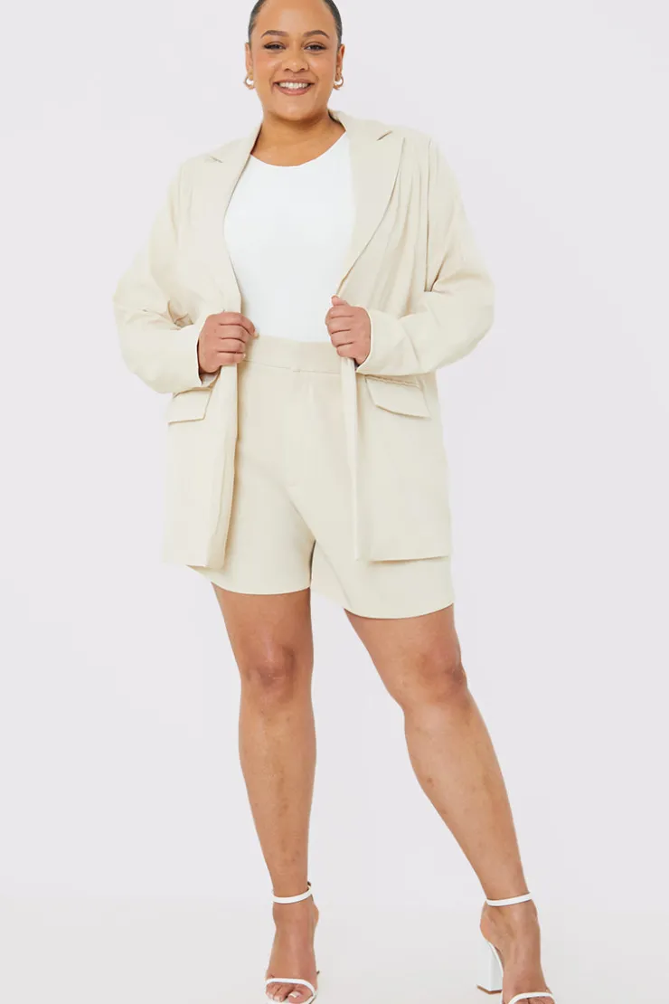Outlet In the Style Longlined Tailored Blazer Cream