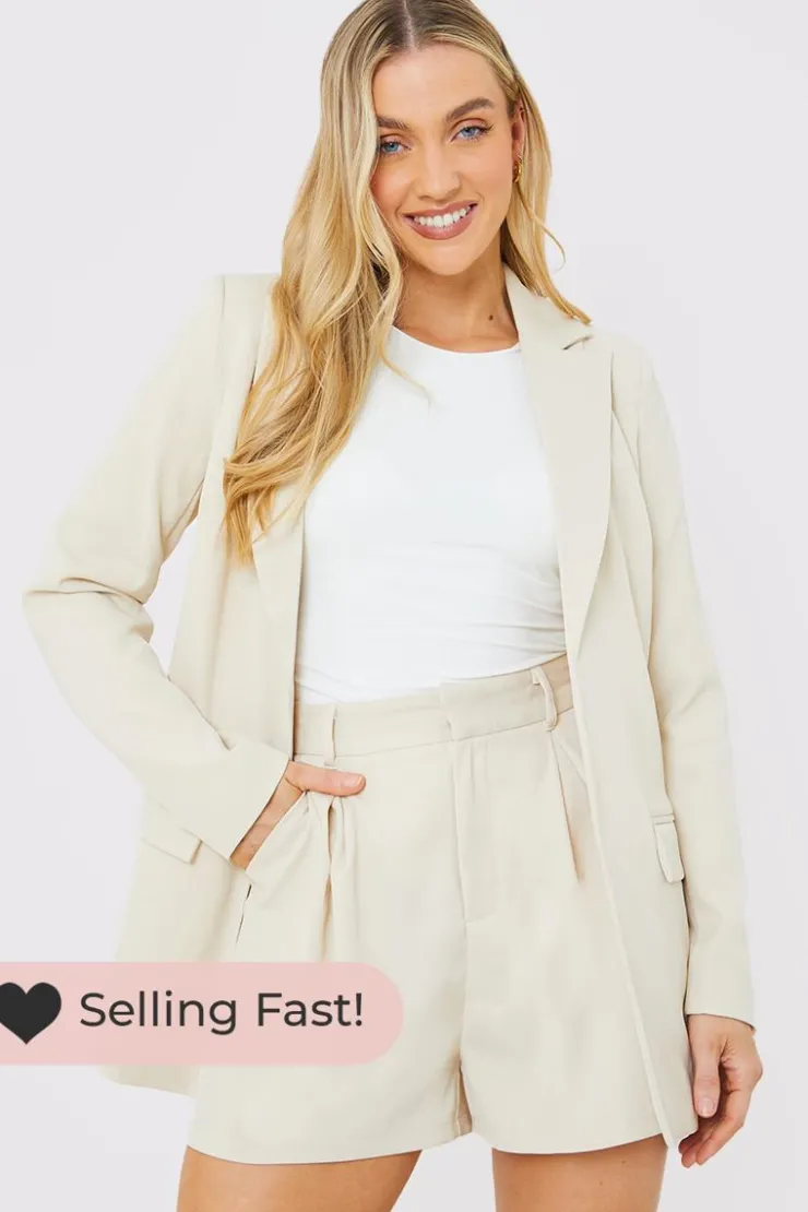 Outlet In the Style Longlined Tailored Blazer Cream