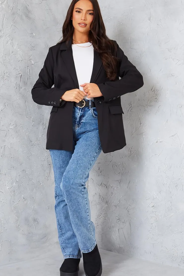 Outlet In the Style Longlined Tailored Blazer Black