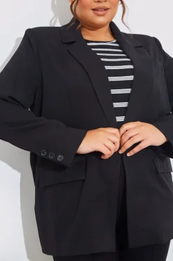 Outlet In the Style Longlined Tailored Blazer Black