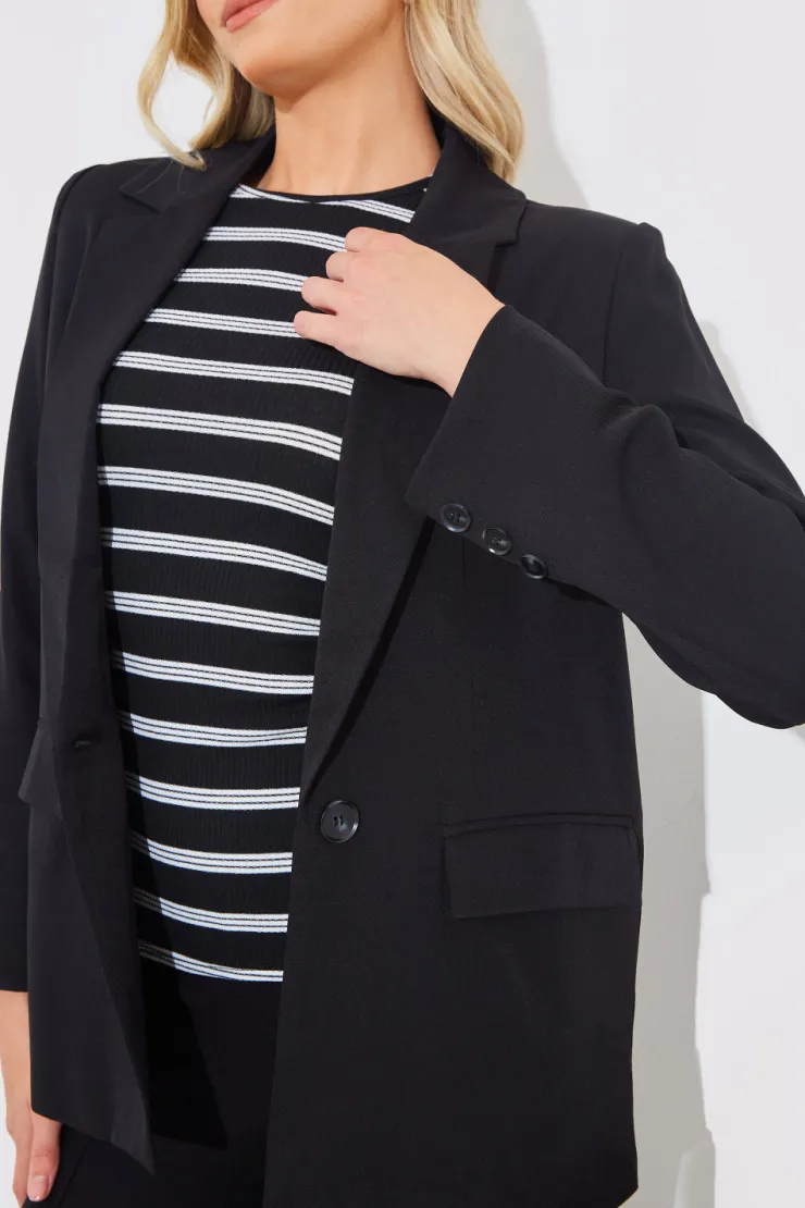 Outlet In the Style Longlined Tailored Blazer Black