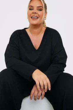 Hot In The Style Lounge Longsleeve Top Black