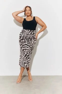 Outlet In The Style Magic Sculpting Printed Bodycon Midi Skirt Multi