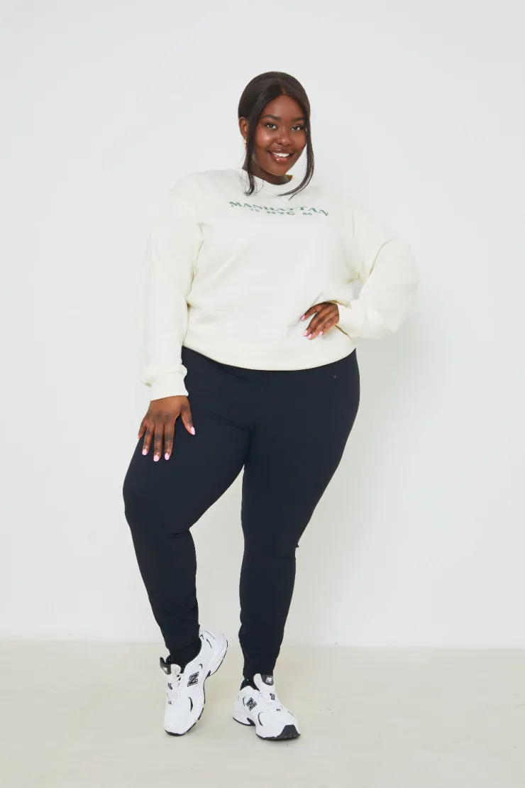 Hot In the Style Manhattan Slogan Sweater Cream
