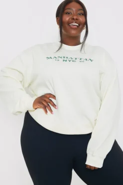 Hot In the Style Manhattan Slogan Sweater Cream