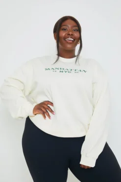 Hot In the Style Manhattan Slogan Sweater Cream