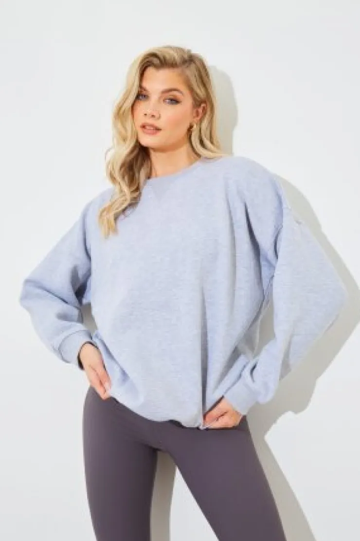 Clearance In The Style Marl Crew Neck Fleeceback Sweater Grey