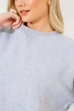 Clearance In The Style Marl Crew Neck Fleeceback Sweater Grey