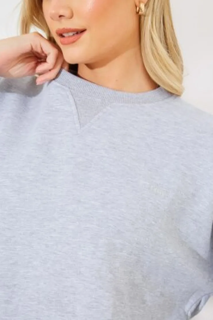 Clearance In The Style Marl Crew Neck Fleeceback Sweater Grey
