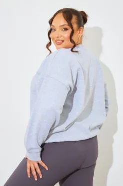 Clearance In The Style Marl Crew Neck Fleeceback Sweater Grey