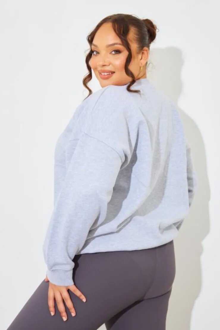 Clearance In The Style Marl Crew Neck Fleeceback Sweater Grey