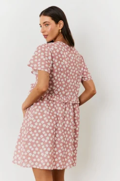 Clearance In the Style Maternity Floral Print Skater Dress Pink