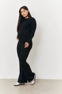 Best In the Style Maternity Kick Flare Leg Trouser Black