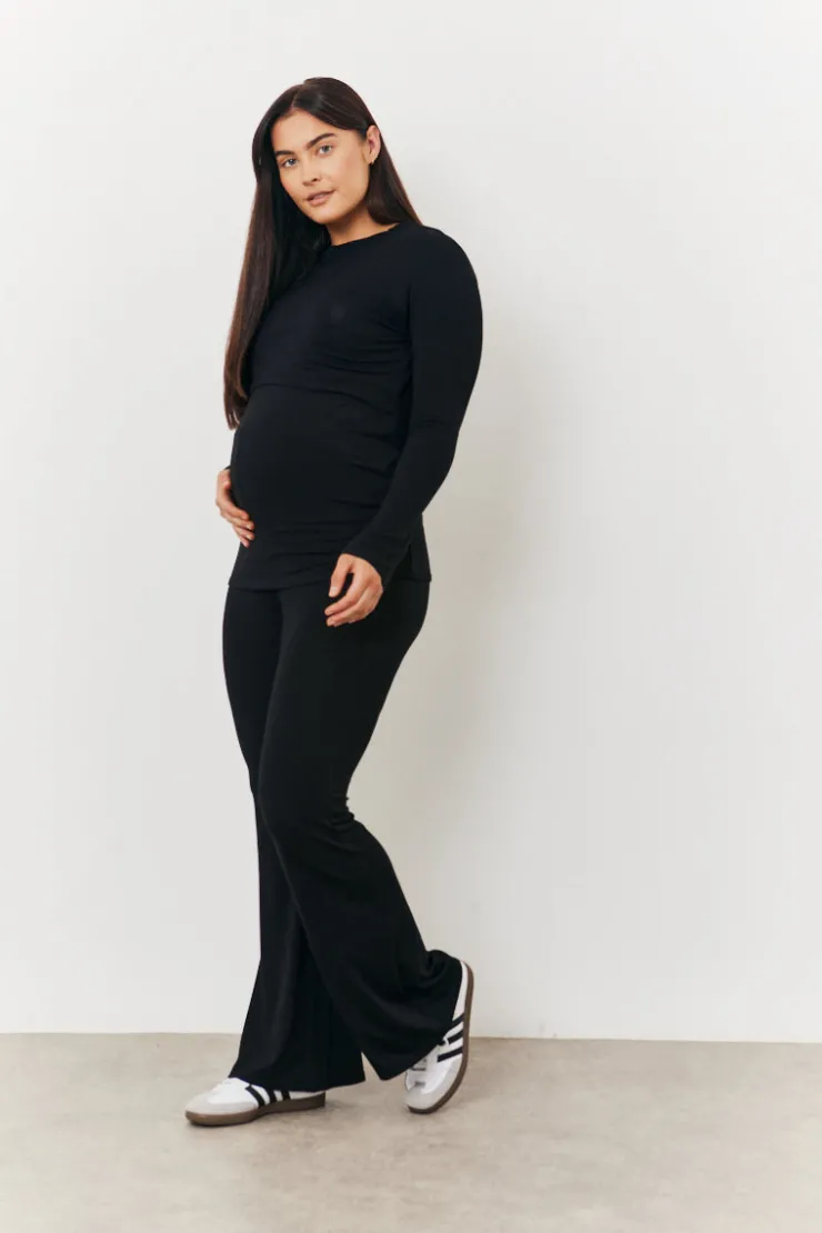 Best In the Style Maternity Kick Flare Leg Trouser Black