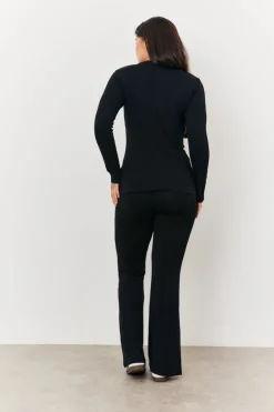 Best In the Style Maternity Kick Flare Leg Trouser Black