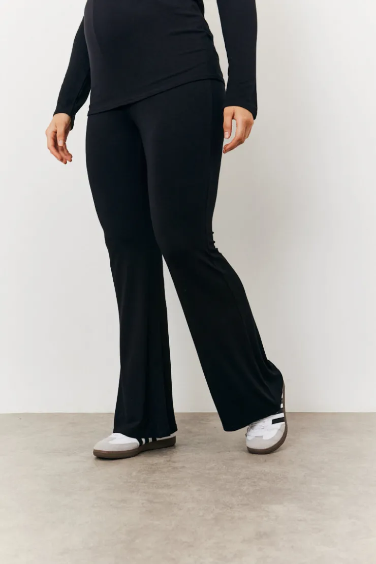 Best In the Style Maternity Kick Flare Leg Trouser Black