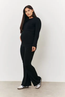 In the Style Maternity Long Sleeve T Shirt Black