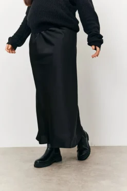 Best In the Style Maternity Satin Slip Midaxi Skirt Black