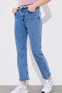 Sale Fits Mid Straight Leg High Rise Ankle Grazer Jeans Blue