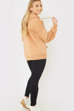 Online In the Style Milano Printed Hoodie Camel