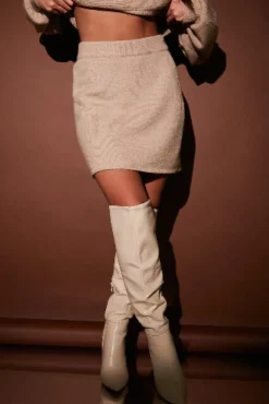 New In the Style Mini Knit Co-Ord Skirt Mocha