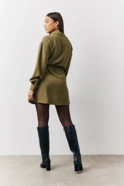 Hot In The Style Mini Shirt Dress Khaki