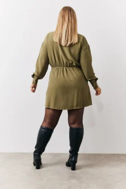 Hot In The Style Mini Shirt Dress Khaki