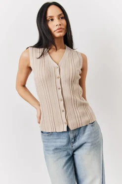 Best In The Style Mocha Ribbed Button Up Knitted Waistcoat