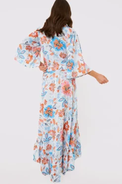 New In the Style Floral Frill Detail Wrap Maxi Skirt Multi