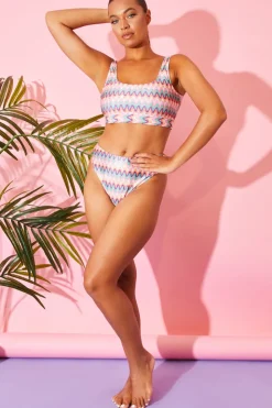 Outlet Billie Faiers Zig Zag High Waisted Bikini Bottoms Multi