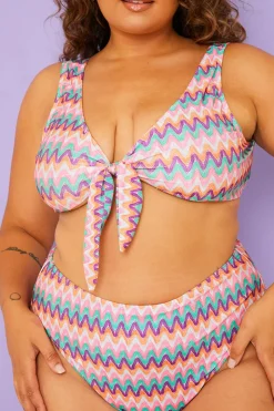 Outlet Billie Faiers Zig Zag High Waisted Bikini Bottoms Multi