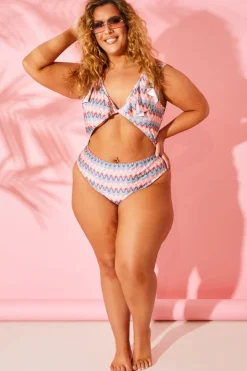 Hot Billie Faiers Zig Zag Ruffle Swimsuit Multi