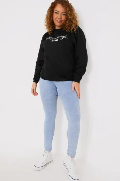 New In The Style Mummy To Be Slogan Sweater Black